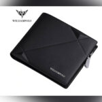 WilliamPolo Men's Short Cow Leather Multi-card Wallet - Black - Image 5