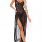 Mesh See Through Lingerie Fashionable and Comfortable Women's Lace Nightgown Set