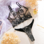 High Quality Fishbone Two Pieces Lingerie Set Se-xy Lace Embroidery Women's Underwear Bra Set