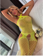 Elegant High Elasticity Fish net Bodysuit with Cut-Out Detail and Ties - Image 2