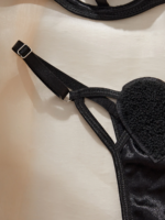 Three-point Breast revealing Underwear Set Women's Hollow Bra Se-xy Bra Panty- Black - Image 3