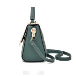 PU Leather Messenger Hit color Small Shoulder Bag Simple Special Lock Design Female Travel Handbag - Image 4
