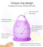 AEIOU 100% Platinum Grade Silicone CE Approved Women Reusable Menstrual Cup for Women | Green | Purple | Pink | Small Size | Large Size | Pad - Image 3