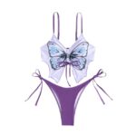 Spicy Butterfly Purple Split Swimsuit Female Bikini Triangle Beach Resort Dress