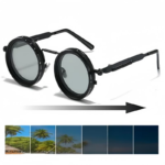 Round Polarized Sunglasses with Built-In ND Filter UV400 Lens Adjustable Brightness and Light Weight for Outdoor Activities