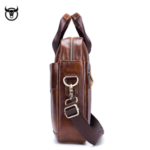 Men's cowhide leather handbag - Brown - Image 2