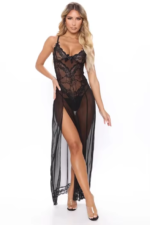 Mesh See Through Lingerie Fashionable and Comfortable Women's Lace Nightgown Set - Image 3