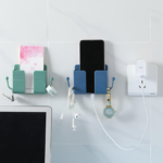 1pc Wall Mounted Organizer Storage Box Remote Control Mounted Mobile Phone Plug Wall Holder Charging Multifunction Holder Stand - Image 2