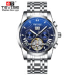 Tevise Full Steel Mens Watches Fashion Top Brand Luxury Business Tourbillon Automatic Mechanical Watch Men Waterproof Watch