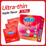 GJG High Quality 52mm Ultra-Thin Latex Apple Flavored Condoms - 3pcs/Box