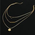 Shining Diva Fashion Latest Stylish Multilayer Chain Pendant Necklace for Women and Girls - Golden - Image 2