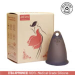 Aeiou Brand Medical Grade Silicone Case Reusable Organic Bpa Free Eco LowCervix Transparent Organic Menstrual Cup for Women | Large Size | Small Size | Pad