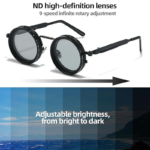 Round Polarized Sunglasses with Built-In ND Filter UV400 Lens Adjustable Brightness and Light Weight for Outdoor Activities - Image 5