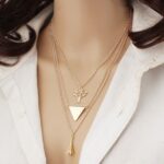 Eiffel Tower, Tree, Geometric pendant with Necklace Fashion Jewellery - Golden