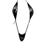Womens Metallic Shiny Lacing Bikini Swimsuit Non-Padded Triangle Cup Bra Top with G-String Biquini Set