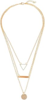 Shining Diva Fashion Latest Stylish Multilayer Chain Pendant Necklace for Women and Girls - Golden - Image 3