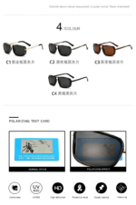 Punk Double Bridge Sunglasses Square Metal Black Lens Women Men Polarized Sunglasses - Image 4