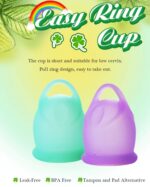AEIOU 100% Platinum Grade Silicone CE Approved Women Reusable Menstrual Cup for Women | Green | Purple | Pink | Small Size | Large Size | Pad - Image 2