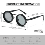 Round Polarized Sunglasses with Built-In ND Filter UV400 Lens Adjustable Brightness and Light Weight for Outdoor Activities - Image 6