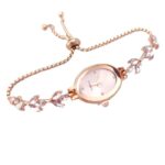 New Elegant Rhinestone Inlaid for Clover Lady Watches Oval Fashion Quartz Wristwatch Bracelet - Image 3