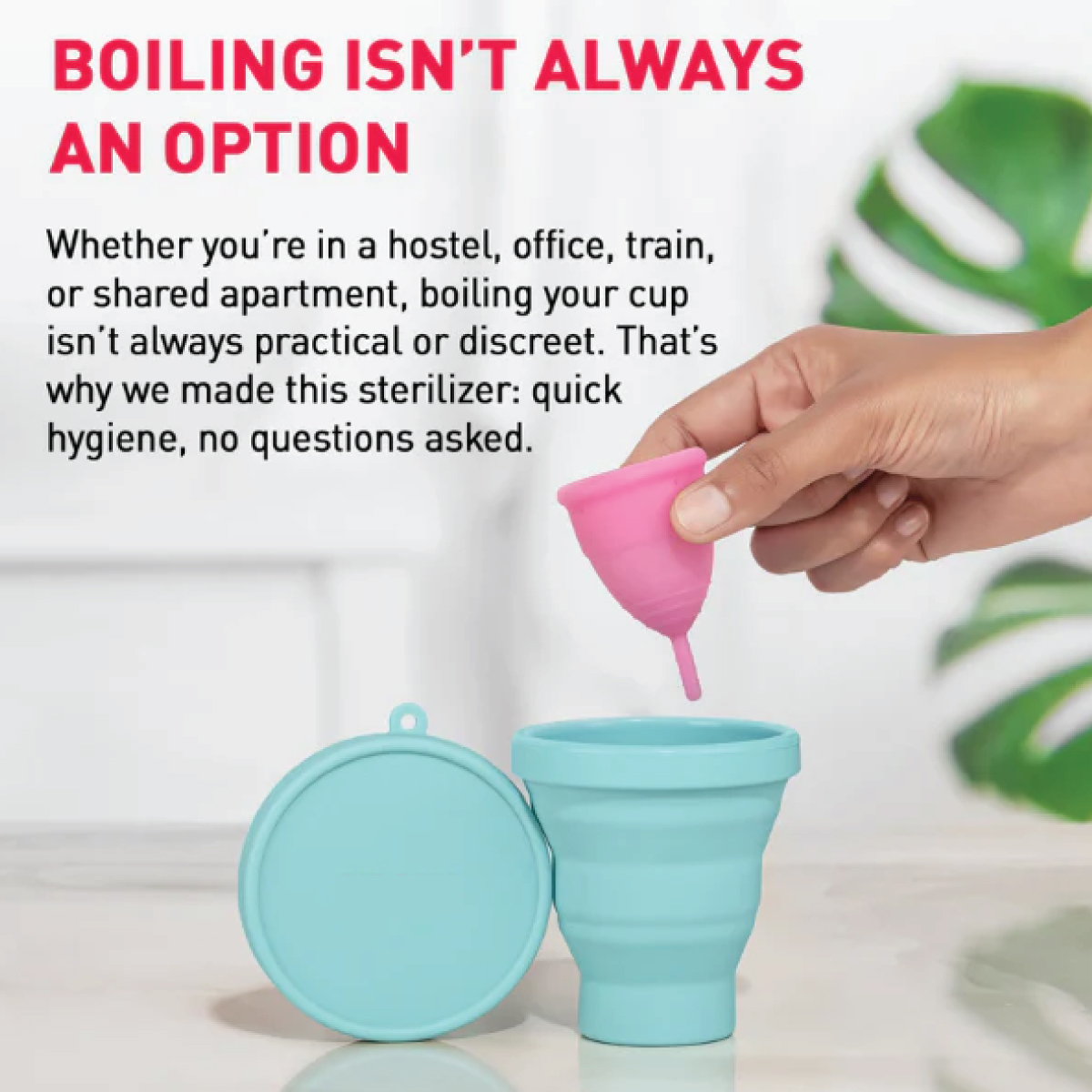 8560fcedc0b5ea4caac8839c978d3191.jpg Portable & Reusable Food-Grade Silicone Folding Water Cup for Menstrual Cup Sterilizer - Image 1