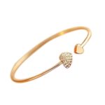 Crystal Double Heart Cuff Bracelet for Women - Golden - Image 3