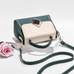 PU Leather Messenger Hit color Small Shoulder Bag Simple Special Lock Design Female Travel Handbag - Image 2