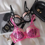High Quality Women's Underwear Leopard Print Anti Sag Bra Se-xy Lingerie Set Push up Bra and Panty Set for Women