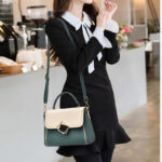 PU Leather Messenger Hit color Small Shoulder Bag Simple Special Lock Design Female Travel Handbag - Image 6
