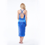 Lace Nighty Lingerie Hip Split Ladies Nighty Dress Long Satin Nightgown - Image 3