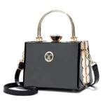 Quality Luxury Lady Diamond Ladies Handbags Patent Leather Ladies Shoulder Bag Ladies Clutches Wedding Party Bags - Black