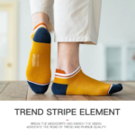 High Quality Men Ankle Socks Breathable Cotton Low Short Casual Stripe Socks - 1Pair - Image 2