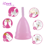 iCare Collapsible 100% Medical Silicone Foldable Reusable Organic Menstrual Cup for Women | Pink | 12 ML | 30 ML | Small Size | Large Size | Pad - Image 3