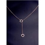Gold Color Titanium Steel Tiny Double Hearts Necklace - Image 2