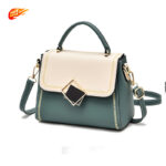 PU Leather Messenger Hit color Small Shoulder Bag Simple Special Lock Design Female Travel Handbag - Image 7