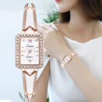 Luxury Rhinestone Rectangle Diamond Watch Woman fashion Quartz Watch - Image 2
