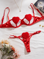 Three-point Breast revealing Underwear Set Women's Hollow Bra Se-xy Bra Panty - Image 5