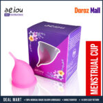 AEIOU Hypoallergenic Certified Medical Grade Reusable Menstrual Cup for Women  | Pink | Large Size | Small Size | Pad