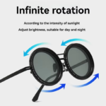 Round Polarized Sunglasses with Built-In ND Filter UV400 Lens Adjustable Brightness and Light Weight for Outdoor Activities - Image 3