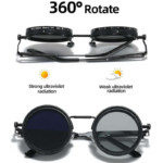 Round Polarized Sunglasses with Built-In ND Filter UV400 Lens Adjustable Brightness and Light Weight for Outdoor Activities - Image 2