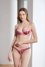 High Quality Women's Underwear Leopard Print Anti Sag Bra Se-xy Lingerie Set Push up Bra and Panty Set for Women - Image 4