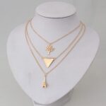 Eiffel Tower, Tree, Geometric pendant with Necklace Fashion Jewellery - Golden - Image 2