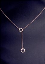 Gold Color Titanium Steel Tiny Double Hearts Necklace