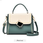 PU Leather Messenger Hit color Small Shoulder Bag Simple Special Lock Design Female Travel Handbag