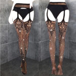 Lace Women Lingerie Diamond Mesh Printed Sling Slim Fishnet Pantyhose - Image 3