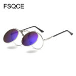 Fashion VINTAGE Round STEAMPUNK Flip Up Sunglass