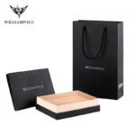 WilliamPolo Men's Short Cow Leather Multi-card Wallet - Black - Image 4