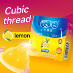 GJG Lemon-Flavored Adult Disposable Latex Ultra-Thin Delay Feature Condoms - 3pcs-Pack