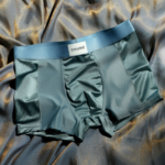 Luxury Mesh Satin Ice Silk Underwear Boxer For Men- Blue - 1Pc - Image 2