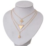 Eiffel Tower, Tree, Geometric pendant with Necklace Fashion Jewellery - Golden - Image 3